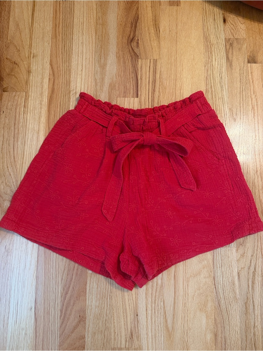 Knox Rose Red High-Waist Tie-Belt Shorts